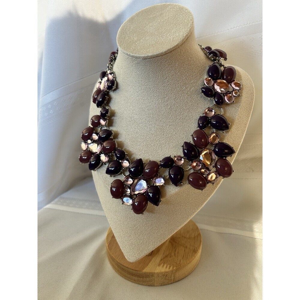 White House Black Market Chunky Purple Statement Necklace Lucite Bib Designer